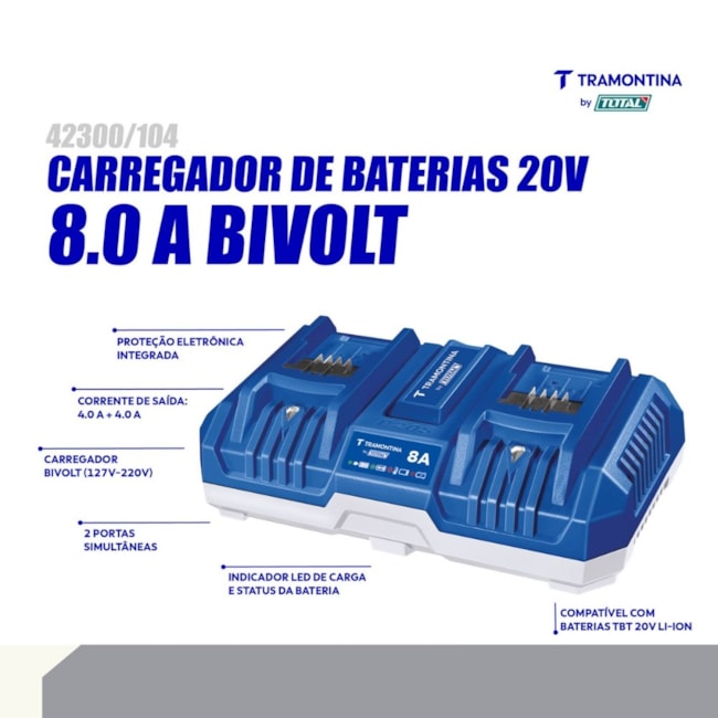 Carregador Bateria 20V 8.0Ah 110/220V 42300/104 TRAMONTINA-a8dc8173-d50b-47b9-9a11-b0f63173b816