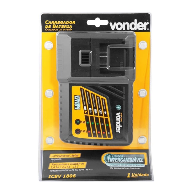 Carregador de Bateria 18V Bivolt Carregamento Rápido ICBV 1806 VONDER-83a54392-0f56-4ef9-a3af-caf9a2db3403