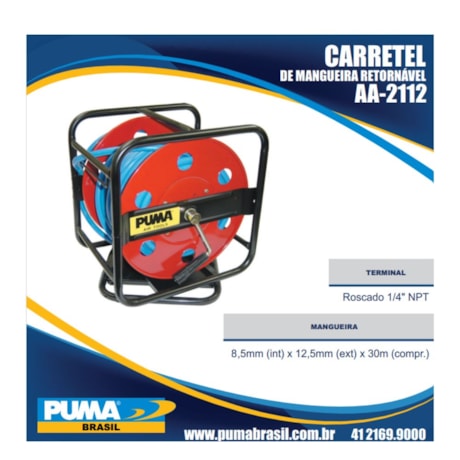 Carretel de Mangueira Retrátil 8.5mm 30 Metros AA2112 PUMA-9979ef73-851d-4588-88e7-98b74fead2fa