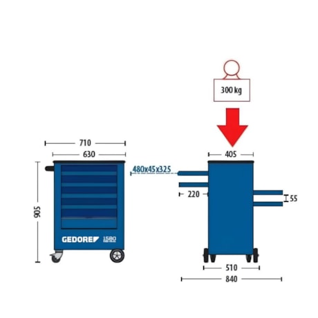 Carrinho 4 Gavetas Fechado Adjuvant 1580 001040 GEDORE-41a16a57-ed00-4737-9887-c86b9b4bb9e2
