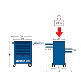 Carrinho 4 Gavetas Fechado Adjuvant 1580 001040 GEDORE