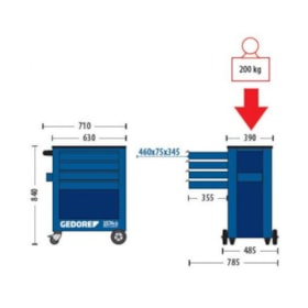 Carrinho de Ferramentas com 4 Gavetas 1574-4 GEDORE