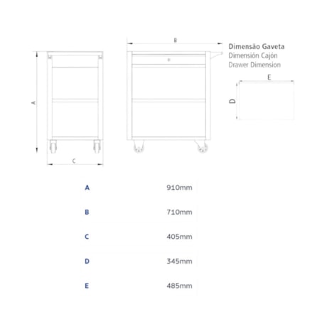 Carrinho para Ferramentas com 1 Gaveta Cinza 44951/006 TRAMONTINA PRO-6fdf67c2-8126-446a-af59-9fa6ae53cc1f