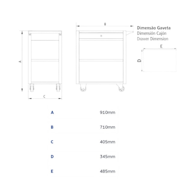Carrinho para Ferramentas com 1 Gaveta Cinza 44951/006 TRAMONTINA PRO-0cc4af72-462a-4b7b-bc31-e95fe00c9664