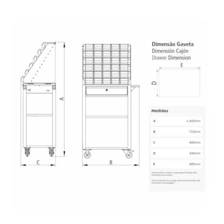 Carrinho para Ferramentas com 1 Gaveta e 30 Caixas BIN Número 3 Azul 44951/210 TRAMONTINA PRO-a273d263-ae58-43b6-b476-3b7965db48d8