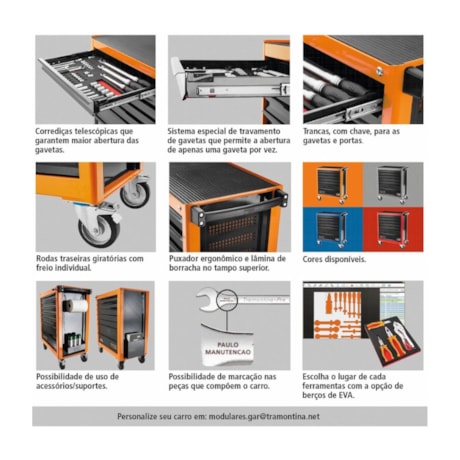 Carrinho para Ferramentas com 2 Gavetas e 2 Portas Azul 44950/206 TRAMONTINA PRO-a27d4617-71e1-4854-bb88-1e50255ee26f