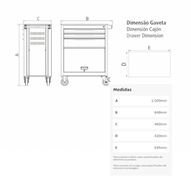 Carrinho para Ferramentas com 3 Gavetas e 1 Porta Laranja 44950/008 TRAMONTINA PRO-cc81f1d7-1add-4871-876a-dcaea8bbcc53