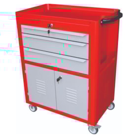 Carrinho para Ferramentas com 3 Gavetas Vermelho e Cinza C06 FERCAR
