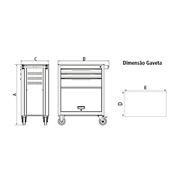 Carrinho para Ferramentas com 5 Gavetas 1 Porta e 136 Peças 44950135 TRAMONTINA PRO-b11adb0a-f3d8-475f-9313-1fe6dd485ace