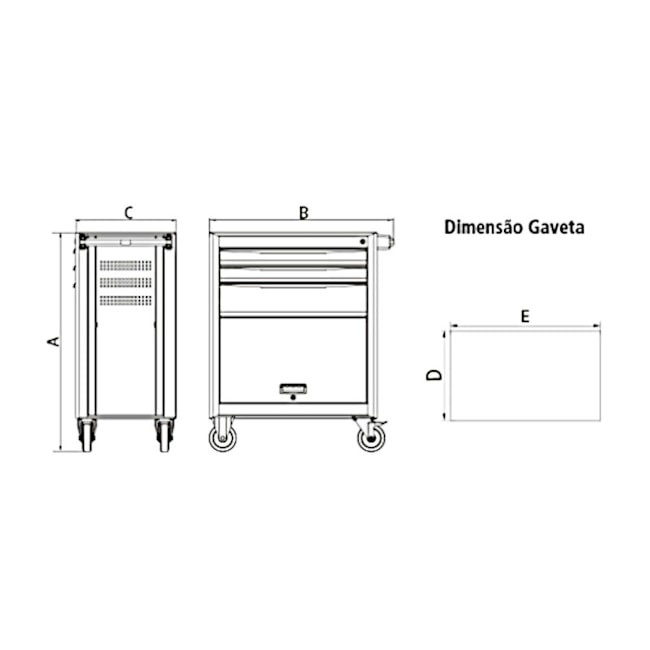 Carrinho para Ferramentas com 5 Gavetas 1 Porta e 136 Peças 44950135 TRAMONTINA PRO-a9eb54a2-b048-479f-a438-132aa994385a