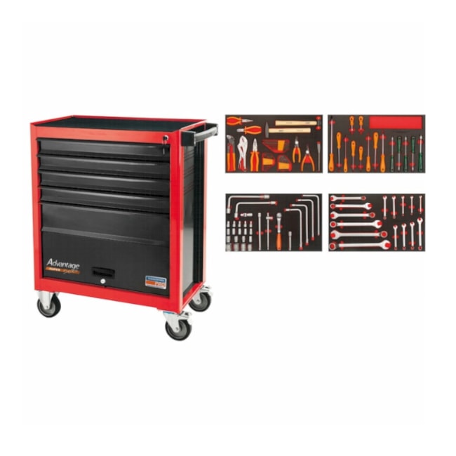 Carrinho para Ferramentas com 5 Gavetas 1 Porta e 95 Peças Vermelho 44950/795 TRAMONTINA PRO-ef122e64-80cd-42b3-ad29-995ce00f3c3a