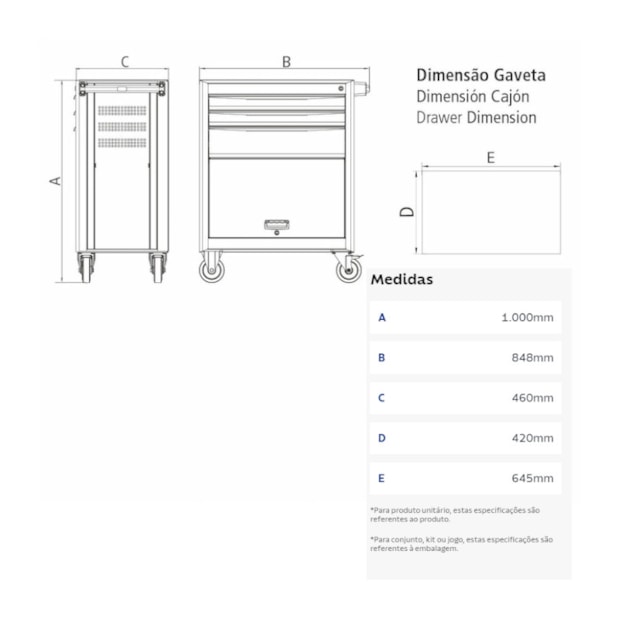 Carrinho para Ferramentas com 5 Gavetas e 1 Porta Azul 44950/209 TRAMONTINA PRO-c57f4186-8c34-4633-abe2-f71422afd97c