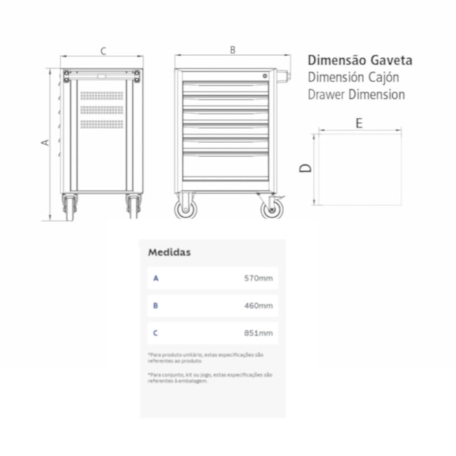 Carrinho para Ferramentas com 5 Gavetas e 45 Peças Preto 44950/949 TRAMONTINA PRO-3cf746bc-3b55-4111-8ad1-51baf1577347