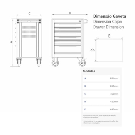 Carrinho para Ferramentas com 5 Gavetas Laranja 44950/007 TRAMONTINA PRO-62498dea-4e7a-484f-8dd8-1e03c3afecd4