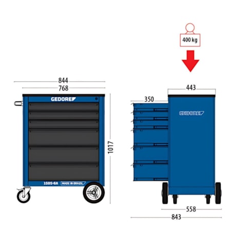 Carrinho para Ferramentas com 6 Gavetas Azul 1585-6A GEDORE-5548fa35-5a79-4a1e-b32b-4533971b3003