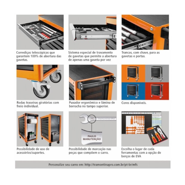 Carrinho para Ferramentas com 6 Gavetas Azul 44950/210 TRAMONTINA PRO-38ee10e0-52db-449c-9095-6f4a9d836e5c