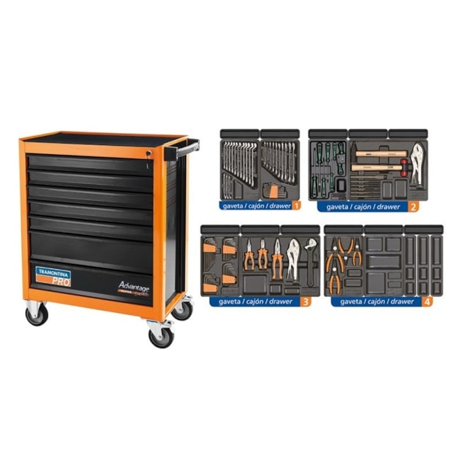 Carrinho para Ferramentas com 7 Gavetas e 115 Peças 44950/716 TRAMONTINA PRO-65cbd54a-e556-48ec-8554-fc1e52dba28e