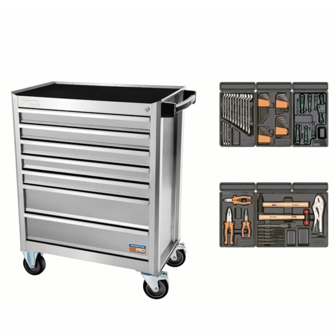 Carrinho para Ferramentas com 7 Gavetas e 70 Peças em INOX 44965/771 TRAMONTINA PRO-da0e21ba-42f0-4806-a314-b4f14770f5d7