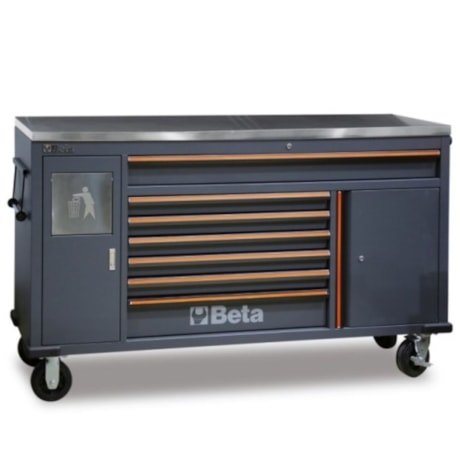 Carrinho para Ferramentas com 7 Gavetas e Lixeira Embutida Tampo Inox C45PRO MWS/X BETA-fa5cba50-2dbc-4042-8aa7-70942000cdb9