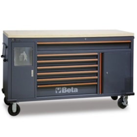 Carrinho para Ferramentas com 7 Gavetas e Lixeira Embutida Tampo Madeira C45PRO MWS/W BETA