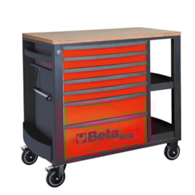 Carrinho para Ferramentas com 7 Gavetas e Prateleiras Laterais Vermelho RSC24L/7-R BETA