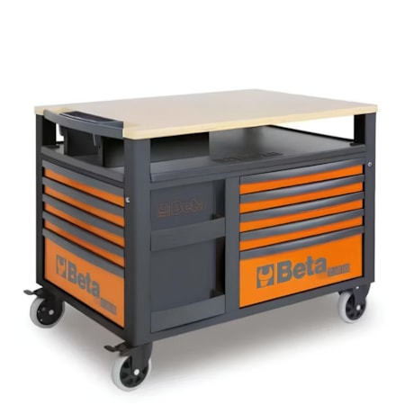 Carrinho para Ferramentas de 10 Gavetas com Tampo de Madeira SuperTank Laranja RSC28-O BETA-040ecd2b-dd66-46a0-88b7-33c1f8fbb6f6