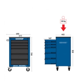 Carrinho para Ferramentas Fechado com 6 Gavetas Azul 1584-6A GEDORE