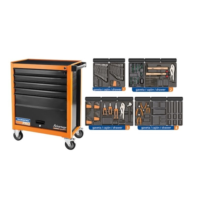 Carro de Ferramentas Fechado com 5 Gavetas 1 Porta 115 Peças 44950715 TRAMONTINA PRO-c1bd1207-c21e-4c22-9291-14f9b9584098