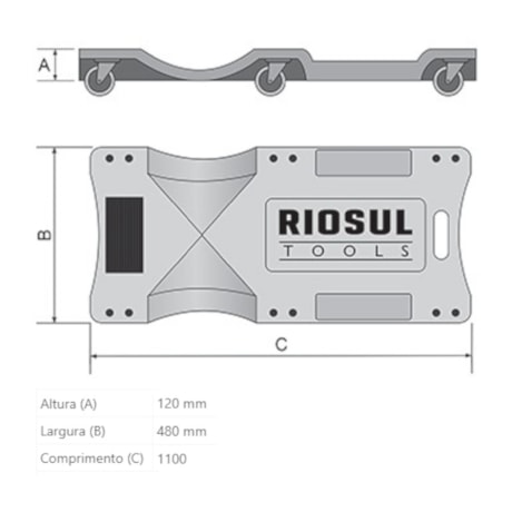 Carro Esteira para Mecânico com Encosto para a Cabeça 70027 RIOSUL-67e06fb4-3805-431e-b7a8-1f138766f57e