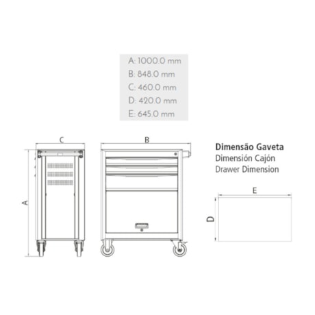 Carro Para Ferramentas 5 Gavetas e 1 Porta 44950009 TRAMONTINA PRO-22f002a1-7fc6-4354-b4f9-55594a1be832