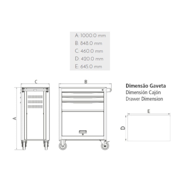 Carro Para Ferramentas 5 Gavetas e 1 Porta 44950009 TRAMONTINA PRO-5ff286dc-21c1-4c62-861d-b6cf27b14f03