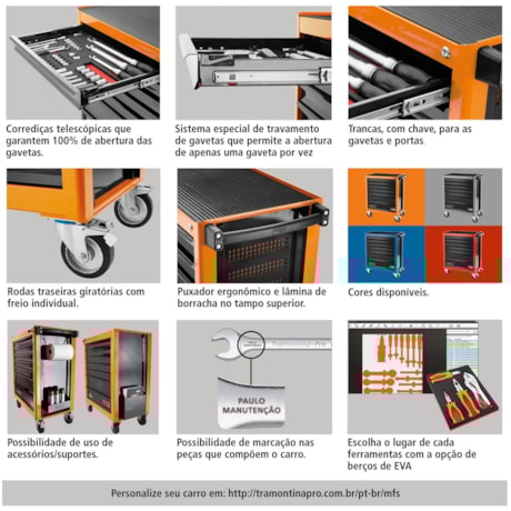 Carro para Ferramentas com 2 Gavetas e 2 Portas 44950006 TRAMONTINA PRO-17c90857-f201-421a-b117-d65c0d9a494c