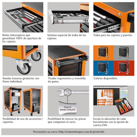 Carro para Ferramentas com 5 Gavetas Cinza 44950/407 TRAMONTINA PRO-9771f51d-3944-473e-8c83-40da035daa35