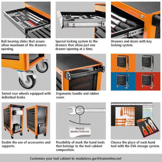 Carro para Ferramentas com 6 Gavetas 44950/410 CINZA TRAMONTINA PRO-ece44420-a9b5-4a4d-927f-dd678b4e7ae3
