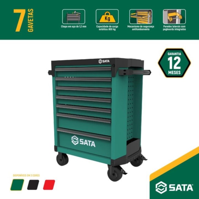 Carro para Ferramentas com 7 Gavetas Verde ST95113G SATA-60b4a3c1-adc5-49c4-80bd-470f920d5f52