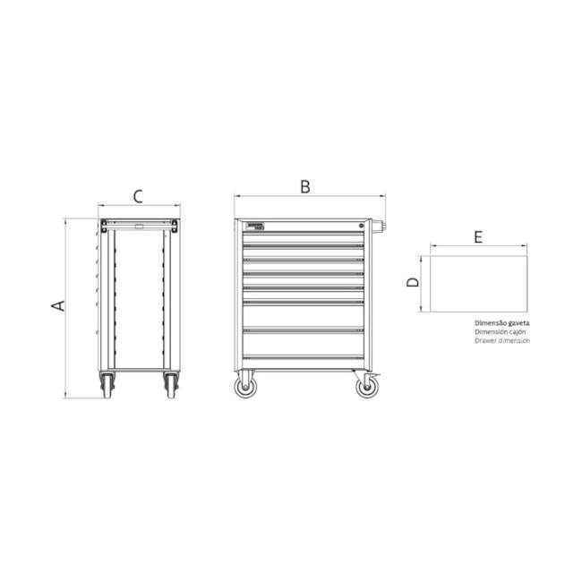 Carro para Ferramentas em Inox com 6 Gavetas 44965/000 TRAMONTINA PRO-d97602b3-ccbd-47da-a871-250e5c88afdb