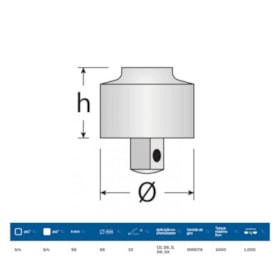 Catraca para Torquímetro Estalo Sentido Horário Encaixe 3/4