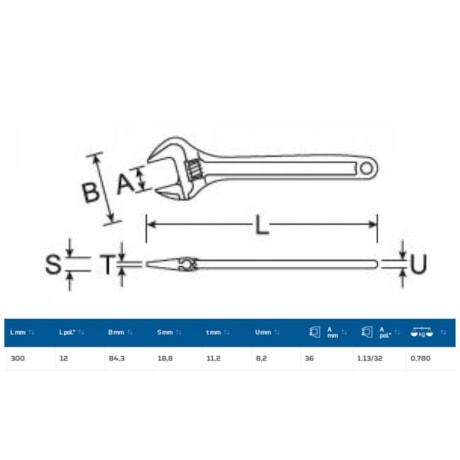 Chave Ajustável Cobre-Berílio Antifaiscante 300mm 2103 AF GEDORE-4fc638d6-6fef-4ce3-afe0-c127c2dc4308