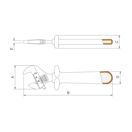 Chave Ajustável Isolada IEC 1000V 10'' 44310/210 TRAMONTINA PRO