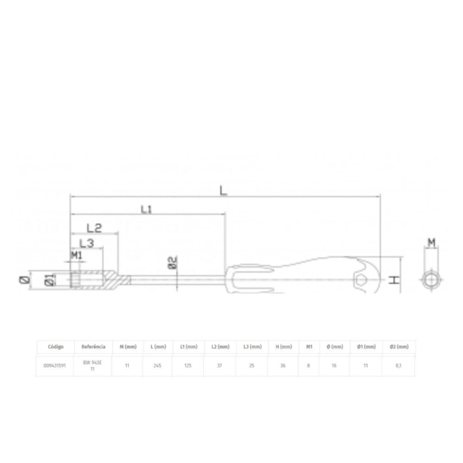 Chave Canhão 11mm x 245mm 943E BETA WORKER-e37d17ae-7f39-4e9a-986d-61b5ac7488a6