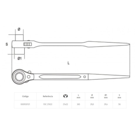 Chave Catraca 21 x 22mm para Estrutura Metal 93C BETA-c48f0190-47b5-4544-bee0-367f691c139e