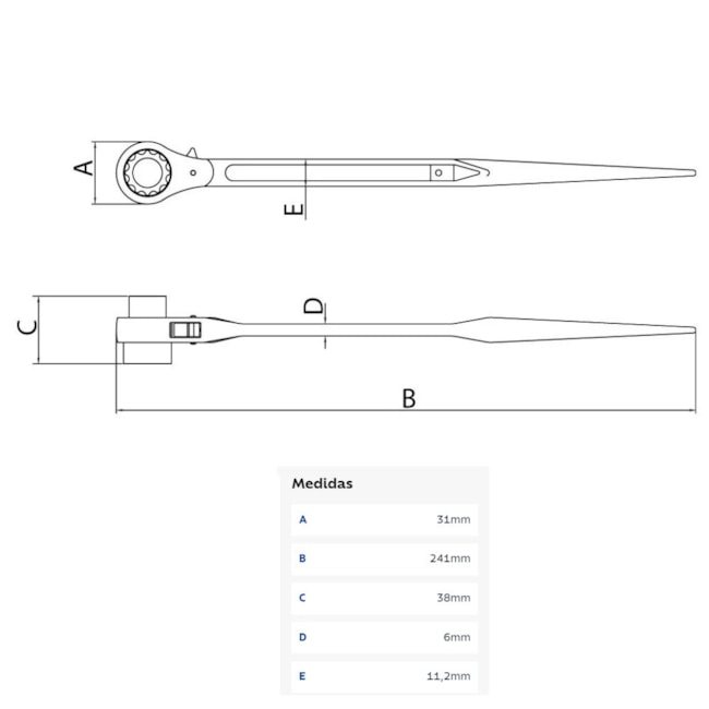 Chave Catraca para Montagem de Estruturas Metálicas e Tubulações 11x13mm 44638002 TRAMONTINA PRO-3e96327a-ba36-46dc-bdce-06b3b7561f49