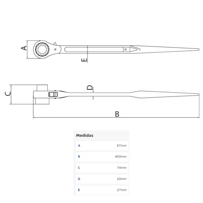 Chave Catraca para Montagem de Estruturas Metálicas e Tubulações 38x41mm 44638011 TRAMONTINA PRO-59e85309-0c32-40b2-8e06-d99301efd844
