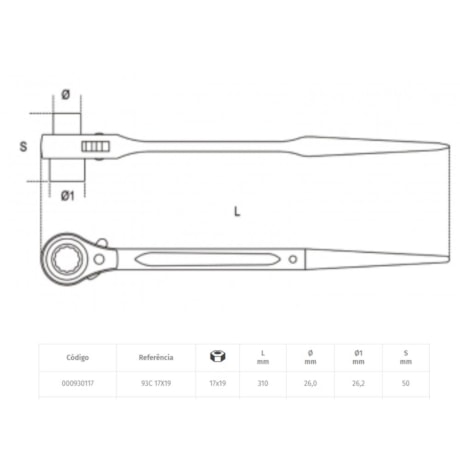 Chave Catraca para Parafusos de Andaimes 17x19mm 93C BETA-a7e11205-d973-41e8-9813-596c10a120be