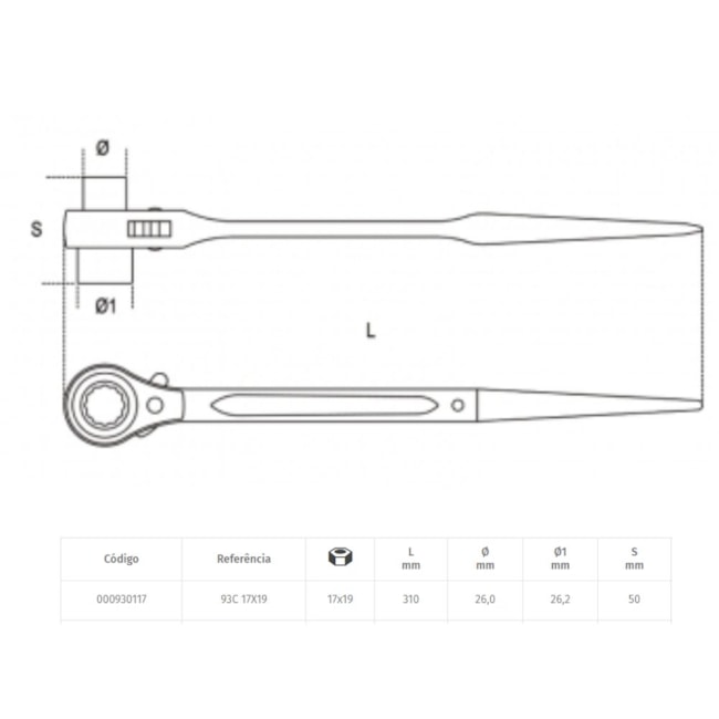 Chave Catraca para Parafusos de Andaimes 17x19mm 93C BETA-d49ba755-52d1-4a4f-b4f5-9d07fdd1bda9