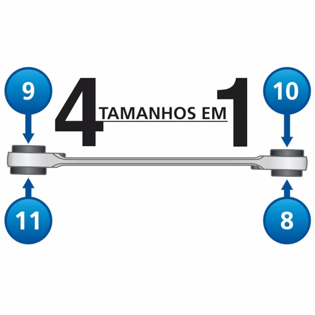 Chave com Catraca 4 Bocas 16x17x18x19mm 44637/105 TRAMONTINA PRO-12fbf5bb-50ad-43c8-a092-77d16422cde3