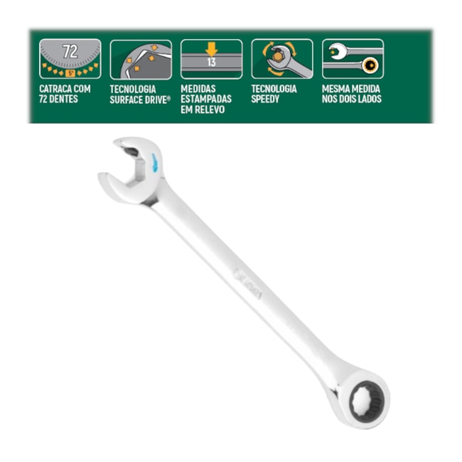 Chave Combinada 13MM Speedy com Catraca ST43609 SATA-0b4c3568-6fcf-4b28-aa2b-d5c983c40ee5