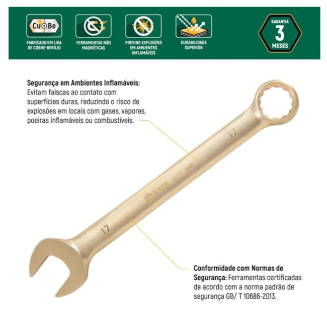 Chave Combinada 16MM Cobre-Berílio Antifaiscante ST31119 SATA-278a10c5-f85b-4ba4-b616-8fa7ebaed6fe