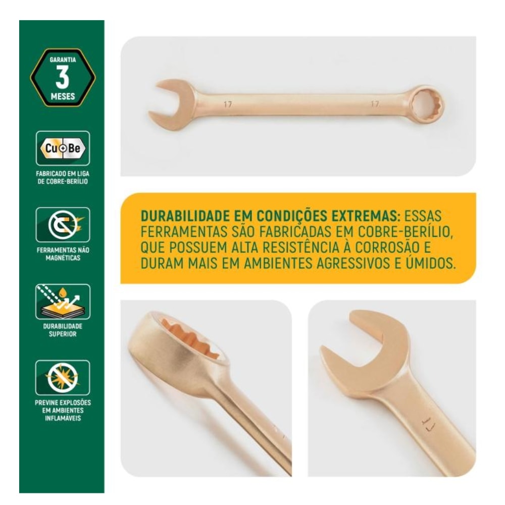 スタンミ Chave Combinada 17mm Cobre-Berílio Antifaiscante ST31112 SATA