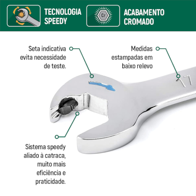 Chave Combinada Catraca 11mm Speedy ST43607 SATA-9bb210dd-b60e-4700-a44e-a5a3f22b1a7a